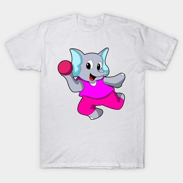 Elephant as Handball player with handball T-Shirt by Markus Schnabel